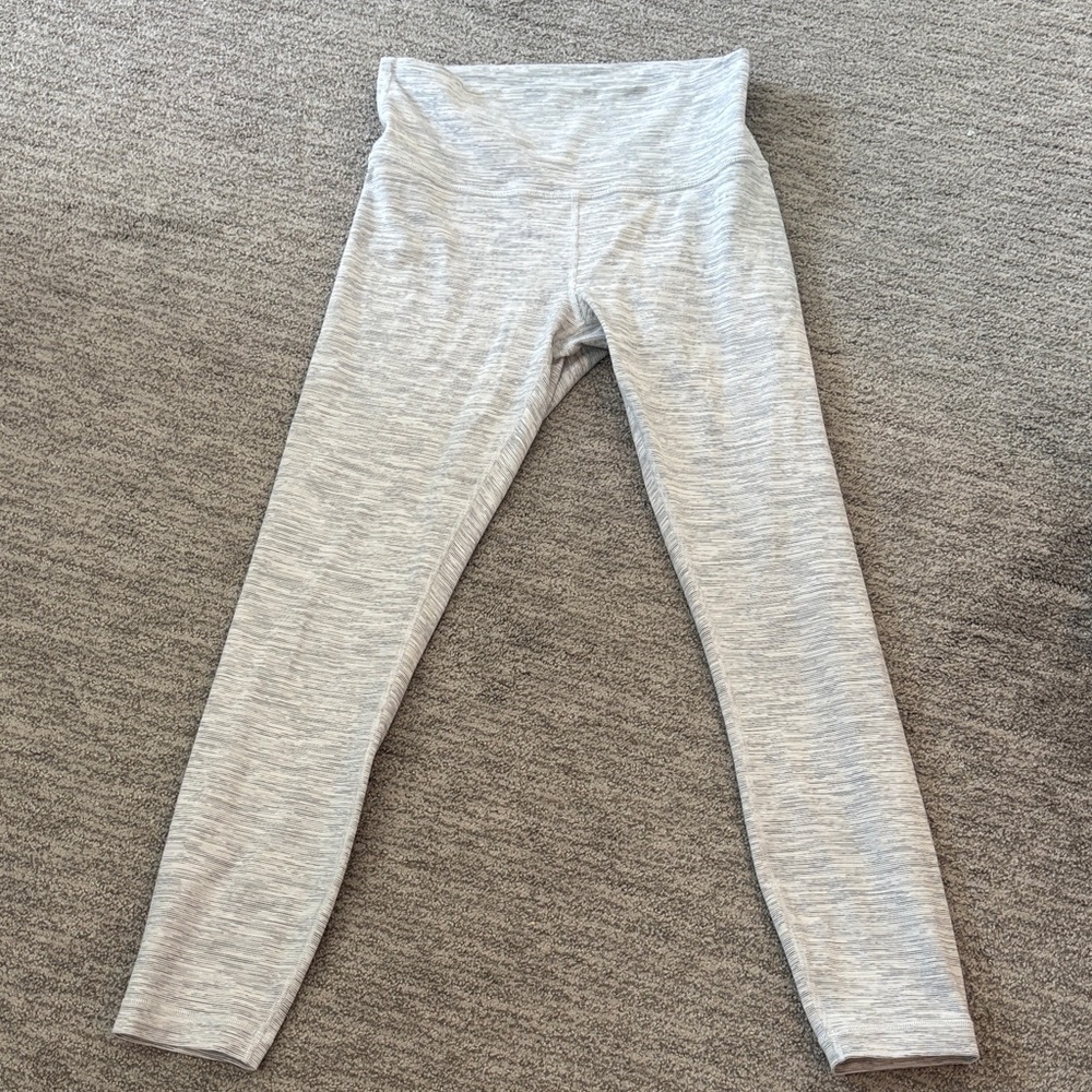 Lululemon grey and white striped leggings size 8